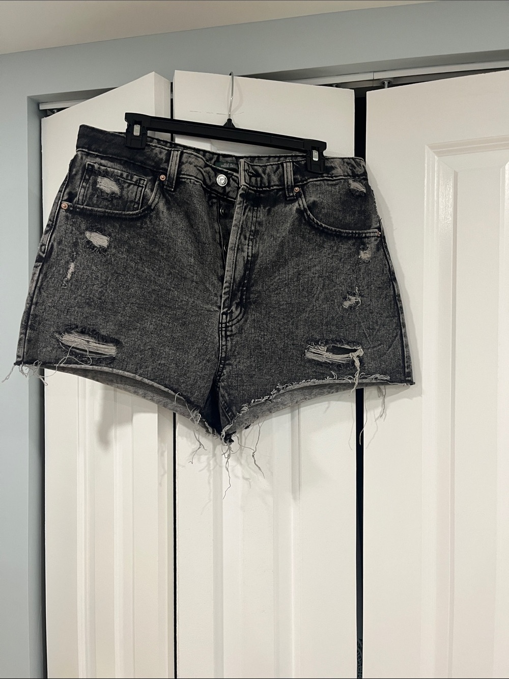 wild fable Black Washed Distressed Denim Shorts
